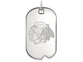 14k White Gold Nhl Logoart Chicago Blackhawks Large Dog Tag Pendant Necklace