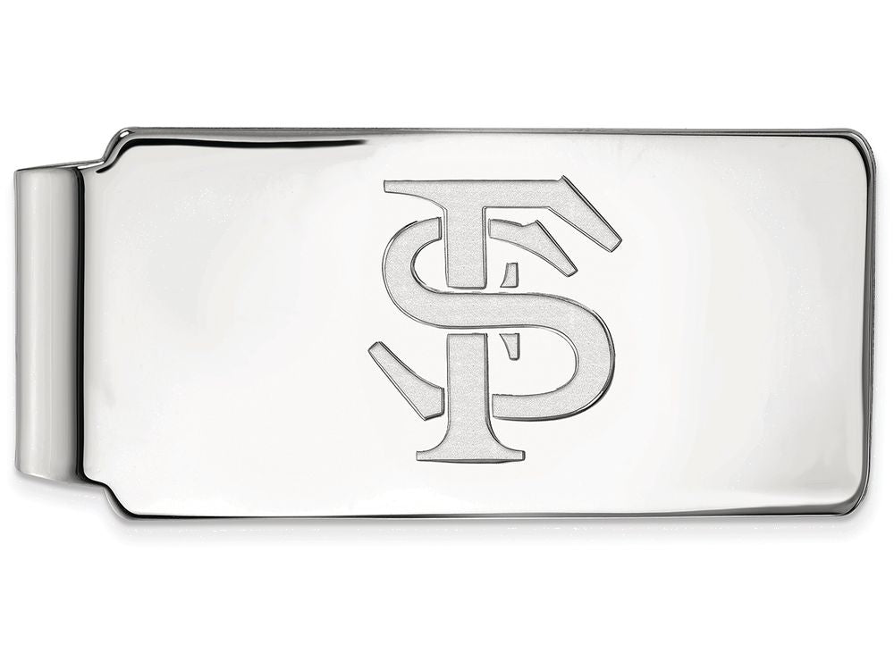 14k White Gold Logoart Florida State University Money Clip