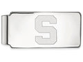14k White Gold Logoart Michigan State University Money Clip