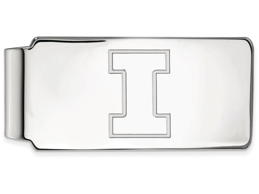 14k White Gold Logoart University Of Illinois Money Clip