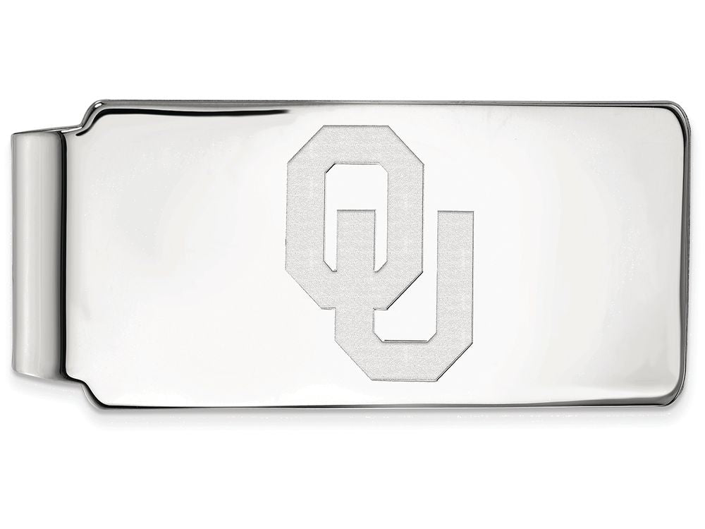 14k White Gold Logoart University Of Oklahoma Money Clip
