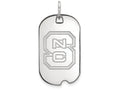 14k White Gold Logoart North Carolina State University Small Dog Tag Pendant Necklace