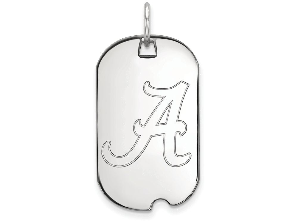 14k White Gold Logoart University Of Alabama Small Dog Tag Pendant Necklace
