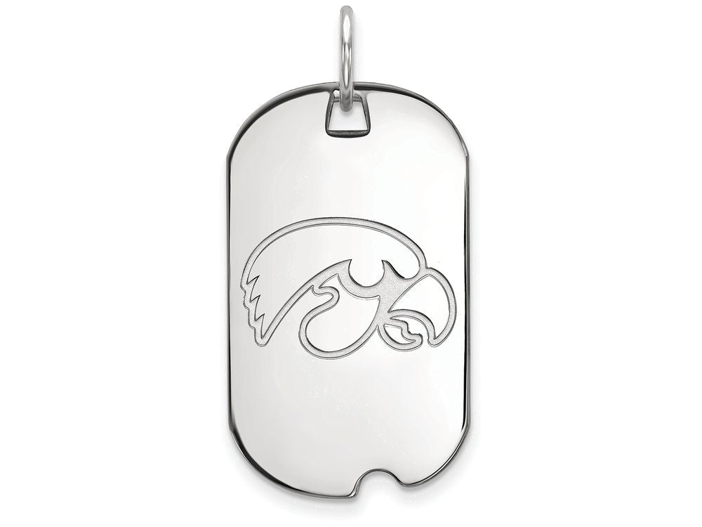 14k White Gold Logoart University Of Iowa Small Dog Tag Pendant Necklace