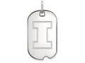 14k White Gold Logoart University Of Illinois Small Dog Tag Pendant Necklace
