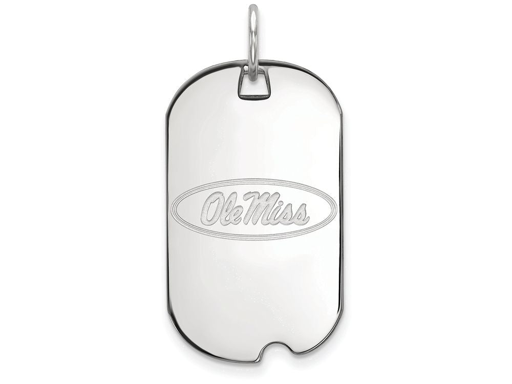 14k White Gold Logoart University Of Mississippi Small Dog Tag Pendant Necklace