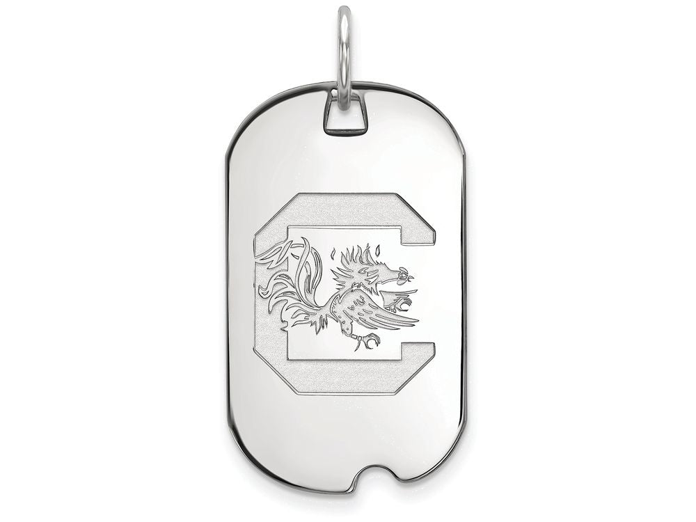 14k White Gold Logoart University Of South Carolina Small Dog Tag Pendant Necklace