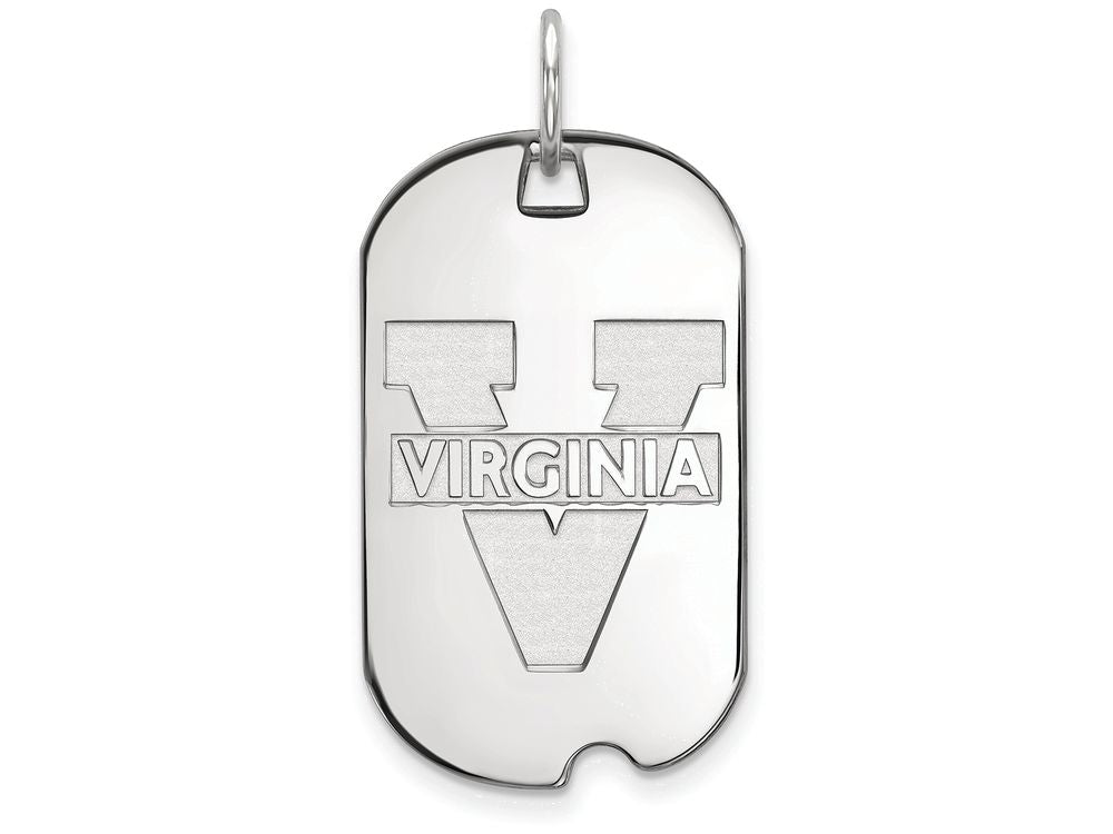 14k White Gold Logoart University Of Virginia Small Dog Tag Pendant Necklace