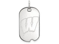 14k White Gold Logoart University Of Wisconsin Small Dog Tag Pendant Necklace