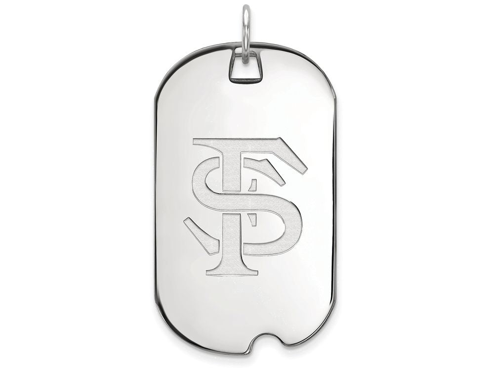 14k White Gold Logoart Florida State University Large Dog Tag Pendant Necklace