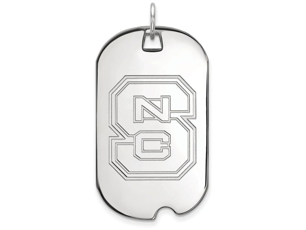 14k White Gold Logoart North Carolina State University Large Dog Tag Pendant Necklace