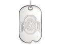 14k White Gold Logoart Ohio State University Large Dog Tag Pendant Necklace