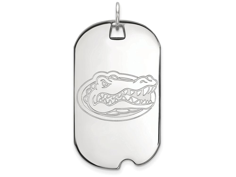 14k White Gold Logoart University Of Florida Large Dog Tag Pendant Necklace