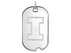 14k White Gold Logoart University Of Illinois Large Dog Tag Pendant Necklace