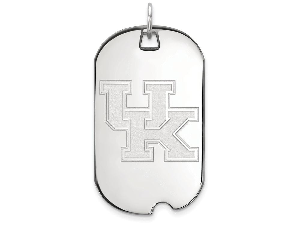 14k White Gold Logoart University Of Kentucky Large Dog Tag Pendant Necklace
