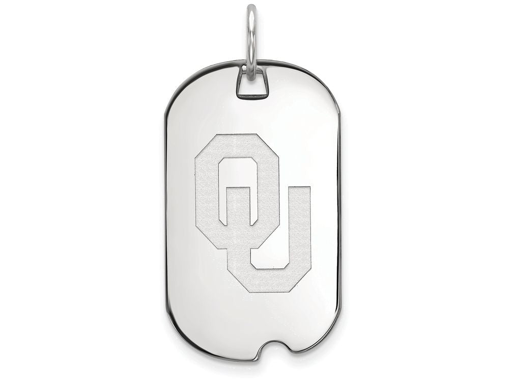 14k White Gold Logoart University Of Oklahoma Small Dog Tag Pendant Necklace