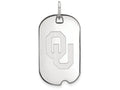 14k White Gold Logoart University Of Oklahoma Small Dog Tag Pendant Necklace
