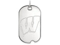 14k White Gold Logoart University Of Wisconsin Large Dog Tag Pendant Necklace
