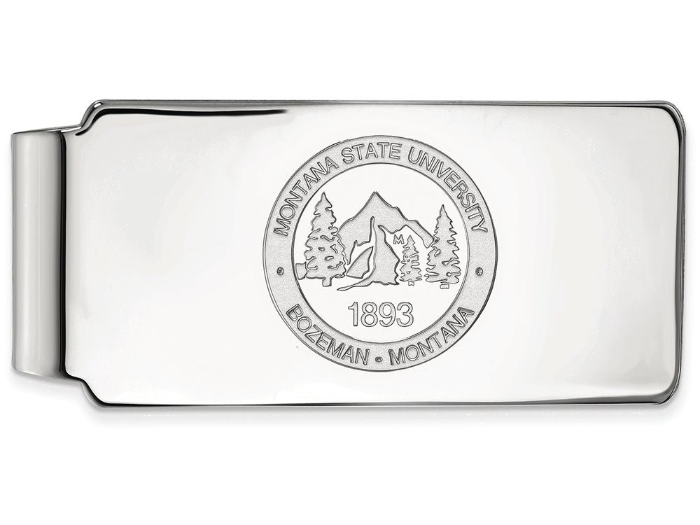 14k White Gold Logoart Montana State University Money Clip Crest