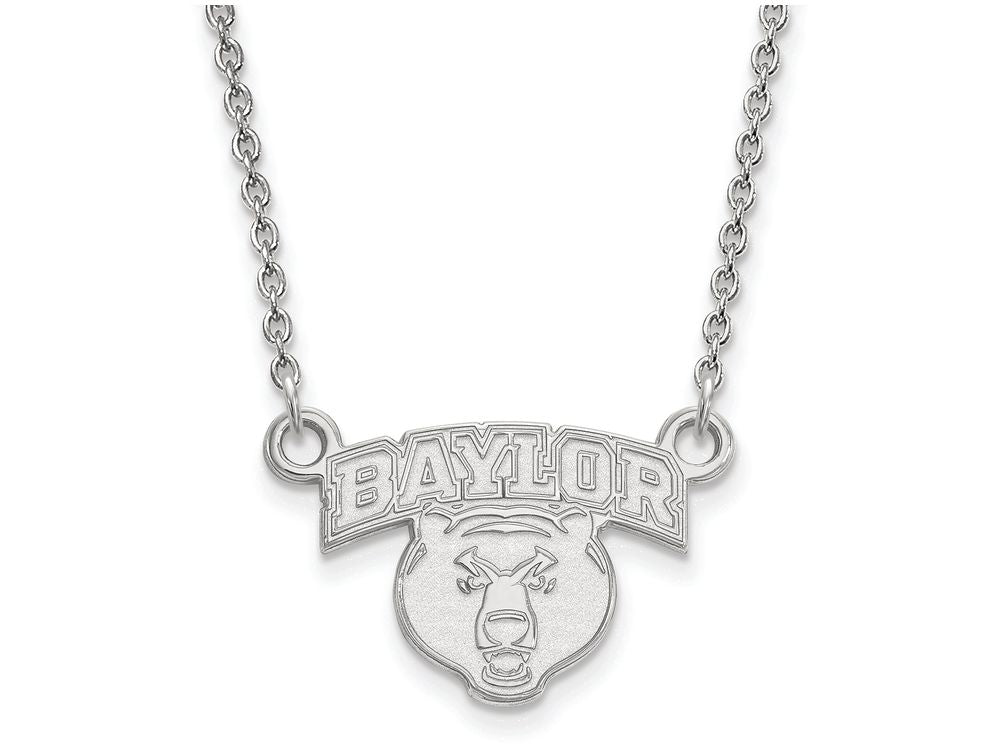 14k White Gold Logoart Baylor University Small Pendant Necklace