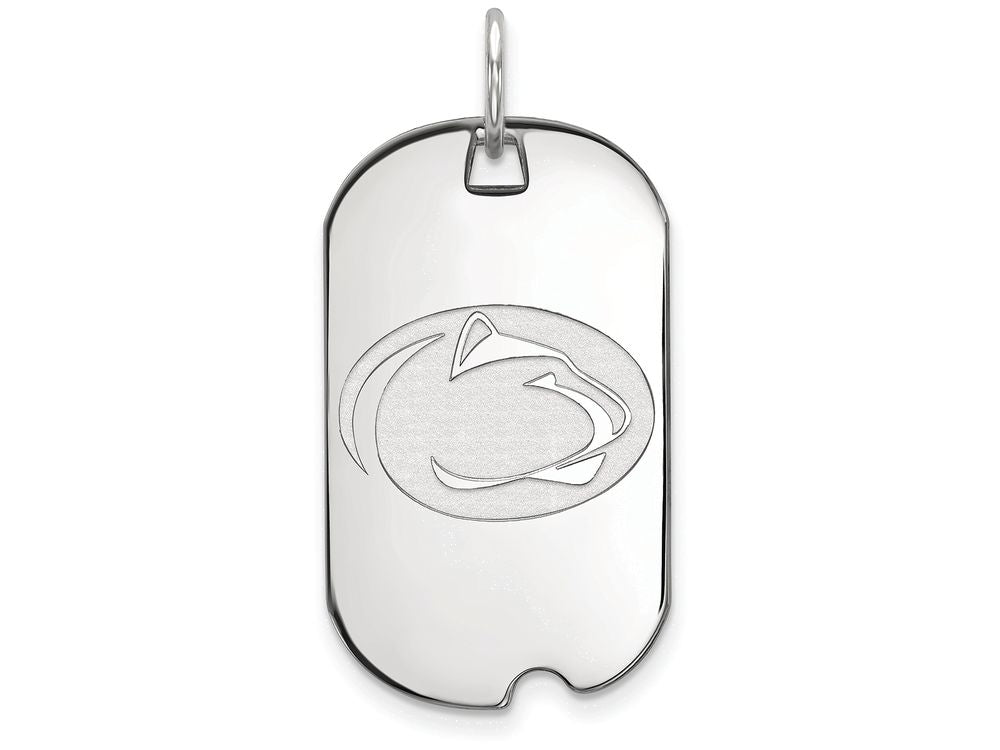 14k White Gold Logoart Penn State University Small Dog Tag Pendant Necklace