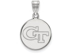 14k White Gold Logoart Georgia Institute Of Technology Medium Disc Pendant