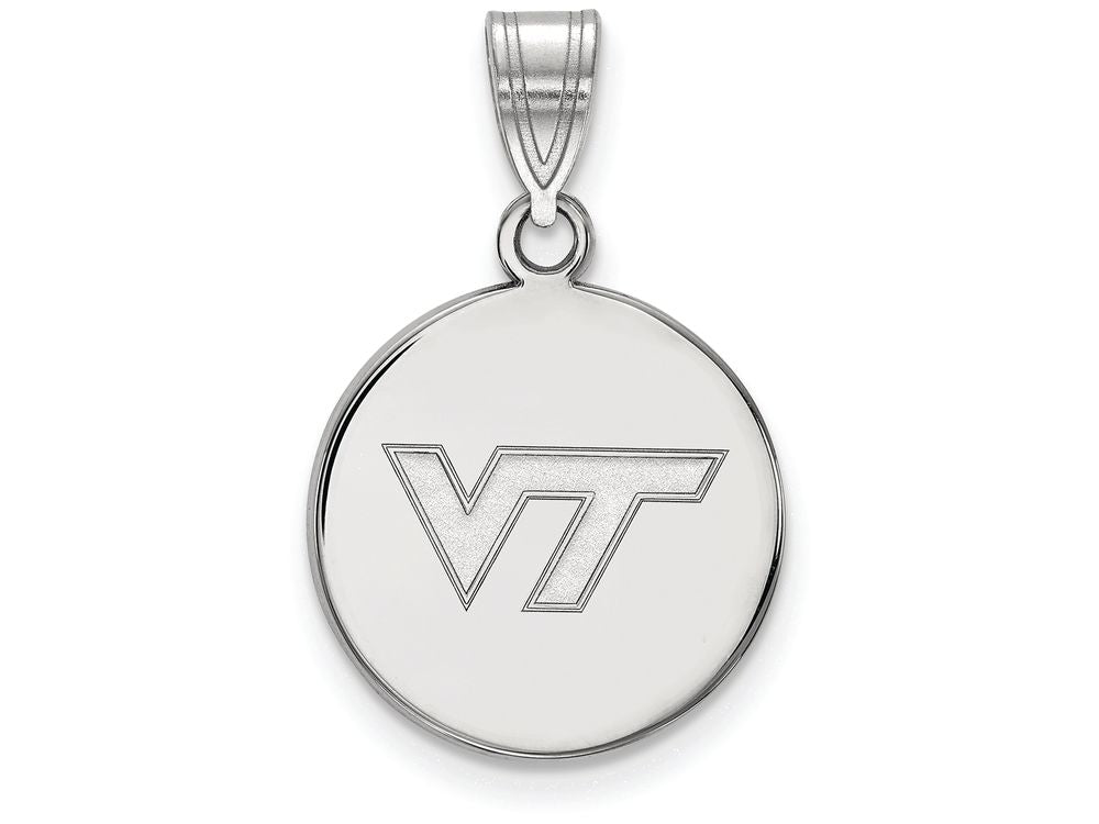 14k White Gold Logoart Virginia Tech Medium Disc Pendant