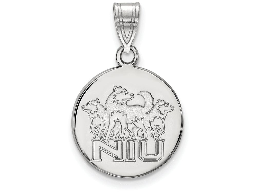 14k White Gold Logoart Northern Illinois University Medium Disc Pendant