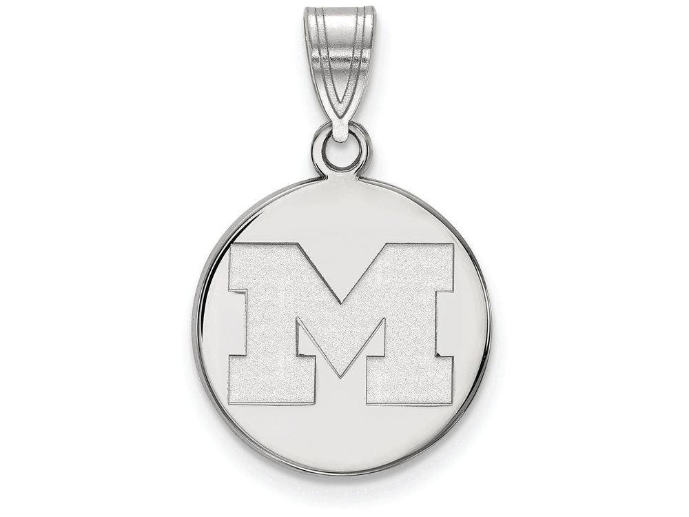14k White Gold Logoart Michigan (univ Of) Medium Disc Pendant