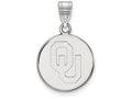 14k White Gold Logoart University Of Oklahoma Medium Disc Pendant
