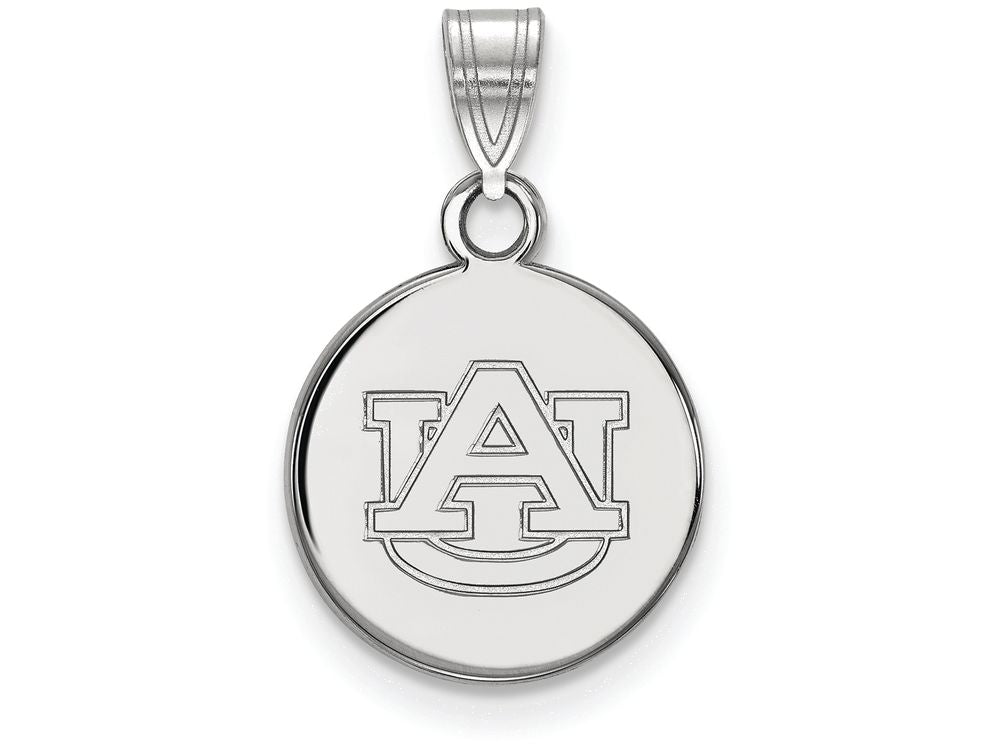 14k White Gold Logoart Auburn University Small Disc Pendant