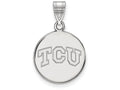 14k White Gold Logoart Texas Christian University Medium Disc Pendant