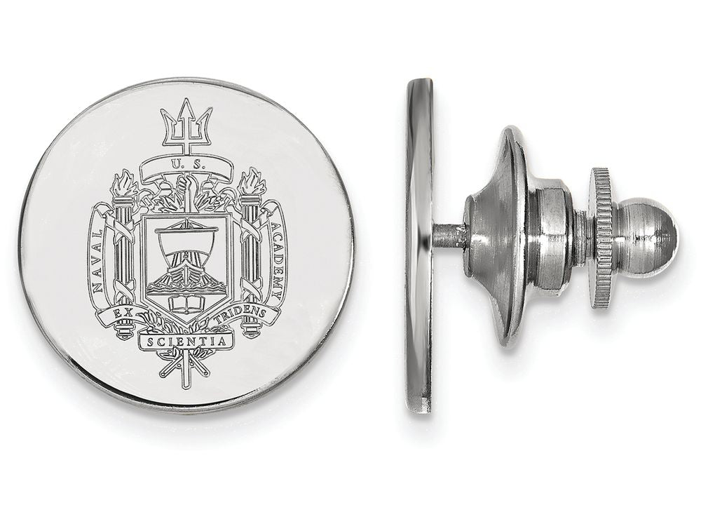 14k White Gold Logoart Navy Crest Lapel Pin
