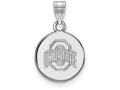14k White Gold Logoart Ohio State University Small Disc Pendant