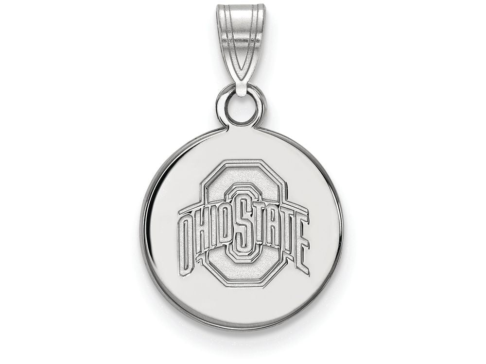 14k White Gold Logoart Ohio State University Small Disc Pendant