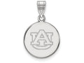 14k White Gold Logoart Auburn University Medium Disc Pendant