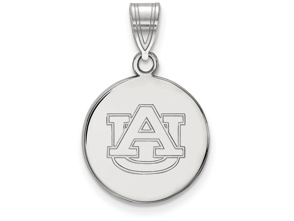 14k White Gold Logoart Auburn University Medium Disc Pendant