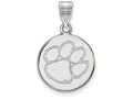 14k White Gold Logoart Clemson University Medium Disc Pendant