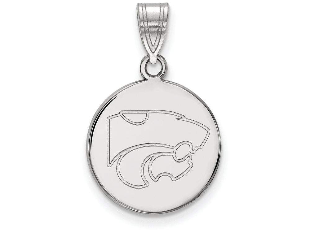 14k White Gold Logoart Kansas State University Medium Disc Pendant