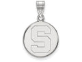14k White Gold Logoart Michigan State University Medium Disc Pendant