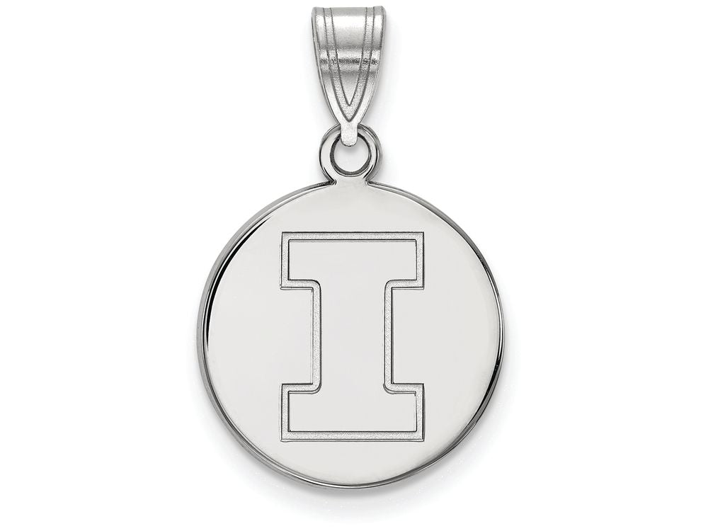 14k White Gold Logoart University Of Illinois Medium Disc Pendant