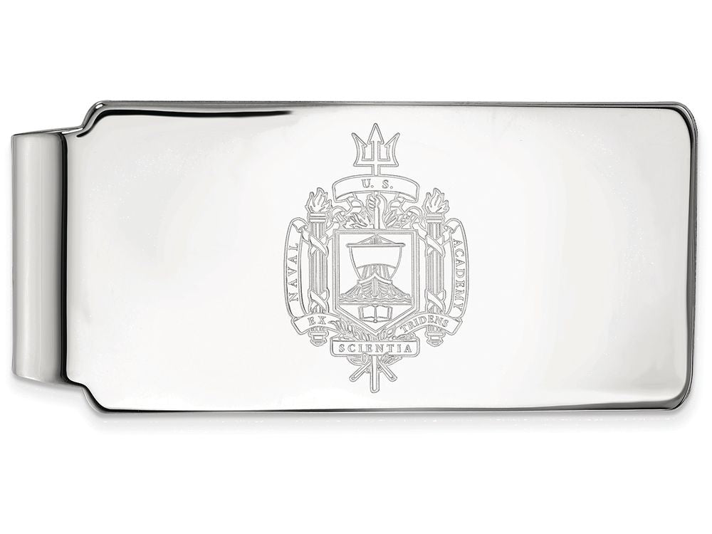 14k White Gold Logoart Navy Money Clip Crest