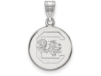 14k White Gold Logoart University Of South Carolina Medium Disc Pendant