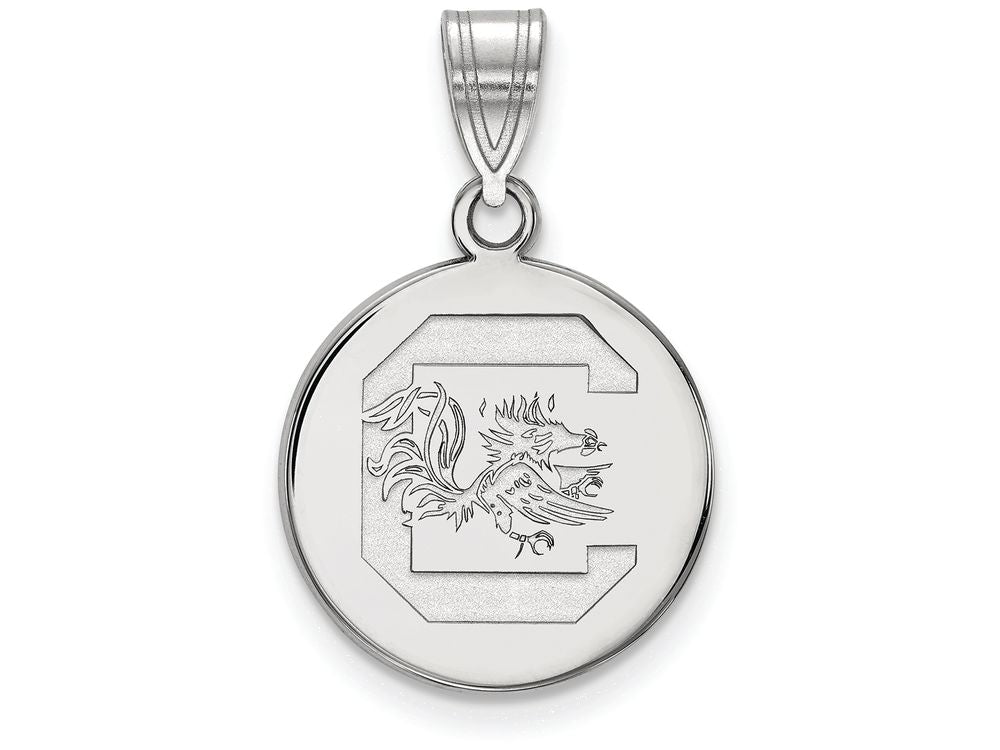 14k White Gold Logoart University Of South Carolina Medium Disc Pendant
