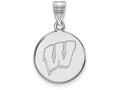 14k White Gold Logoart University Of Wisconsin Medium Disc Pendant
