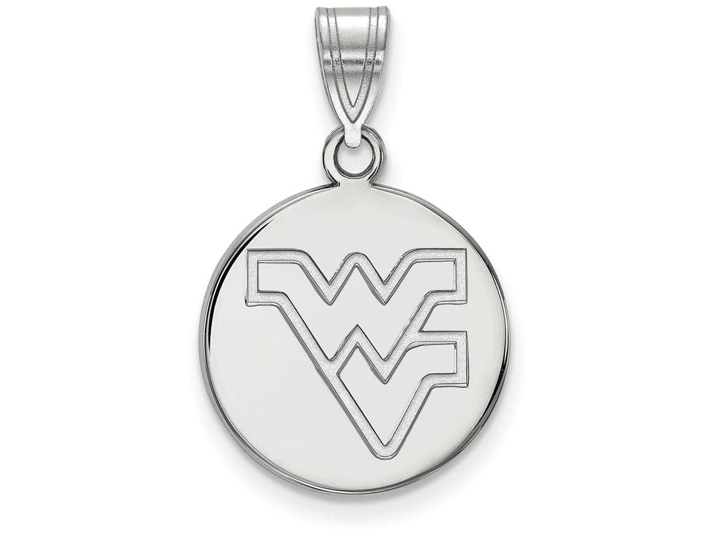 14k White Gold Logoart West Virginia University Medium Disc Pendant