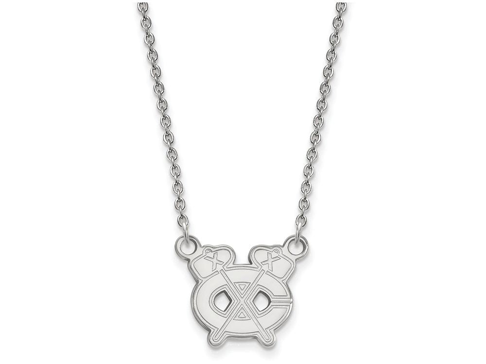 14k White Gold Nhl Logoart Chicago Blackhawks Small Pendant Necklace