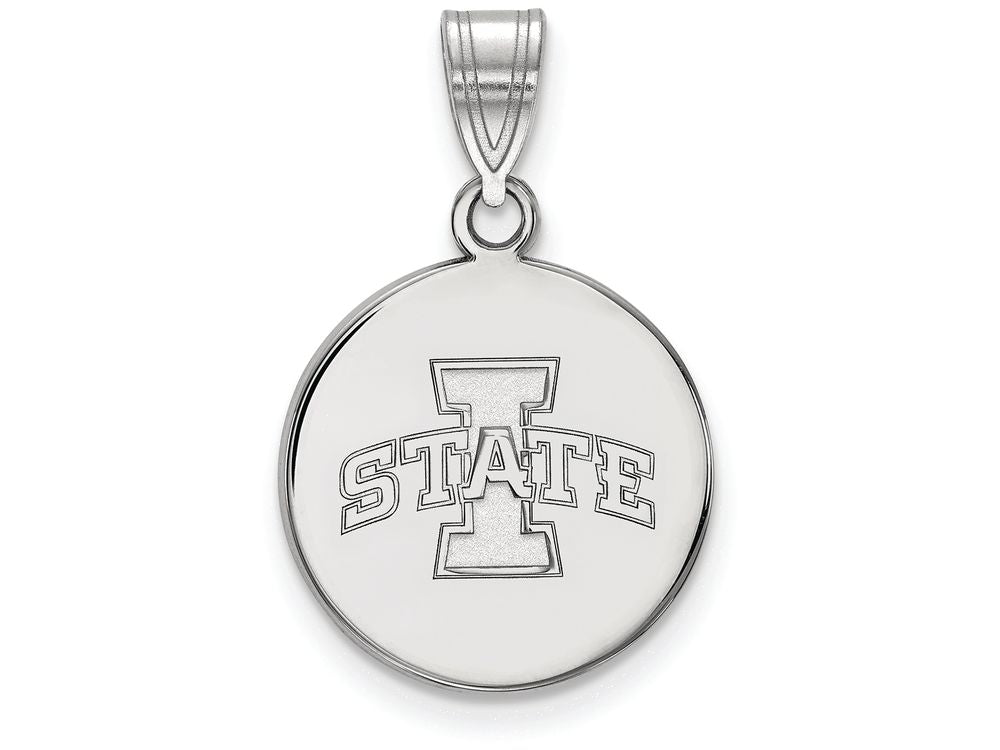 14k White Gold Logoart Iowa State University Medium Disc Pendant