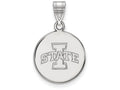 14k White Gold Logoart Iowa State University Medium Disc Pendant