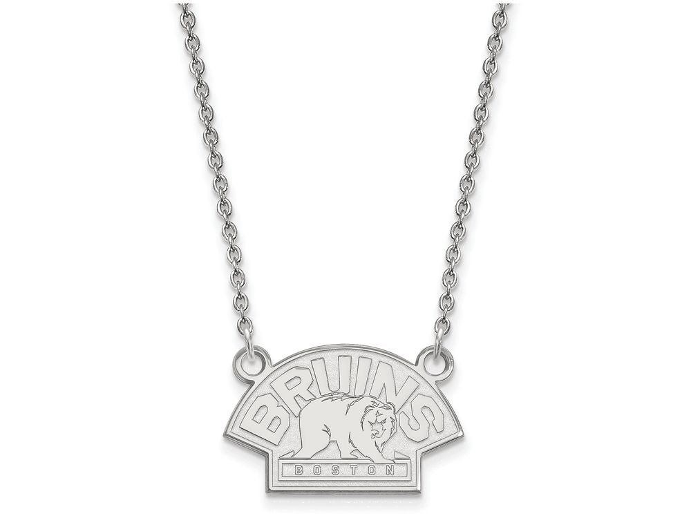 14k White Gold Nhl Logoart Boston Bruins Small Pendant Necklace